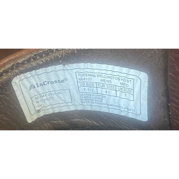 LaCrosse Foreman Wellington HD Work Boots Waterproof Steel Toe Men’s 7.5 - Picture 12 of 15